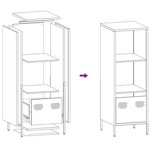 Highboard Rosa Stahl 35x39x103,5 cm