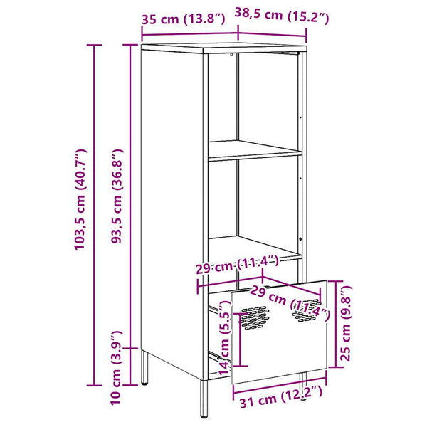 Highboard Anthrazit Stahl 35x39x103,5 cm