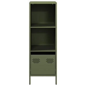 Olivgrünes Highboard aus Stahl, 35x39x103,5 cm