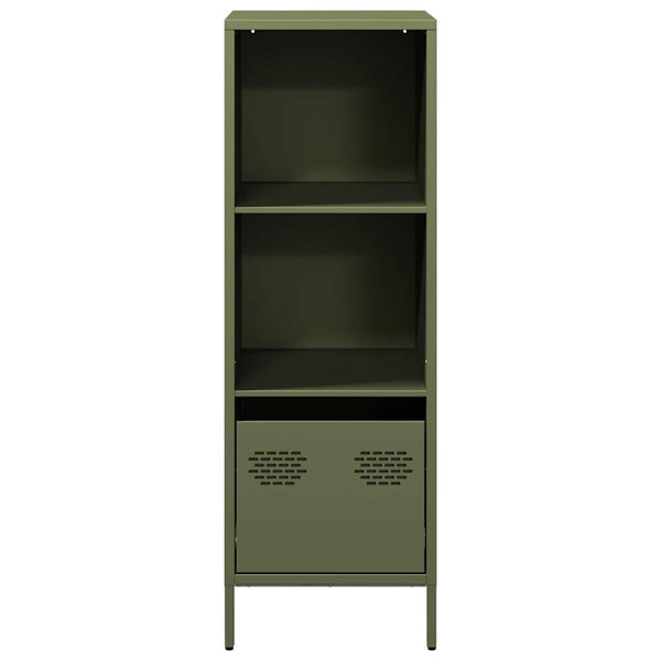 Olivgrünes Highboard aus Stahl, 35x39x103,5 cm