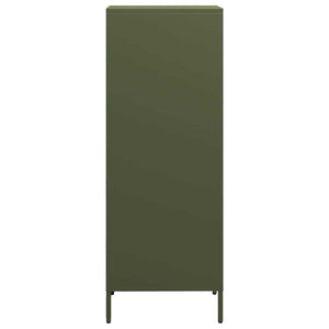 Olivgrünes Highboard aus Stahl, 35x39x103,5 cm