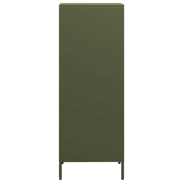 Olivgrünes Highboard aus Stahl, 35x39x103,5 cm