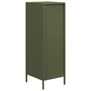 Olivgrünes Highboard aus Stahl, 35x39x103,5 cm