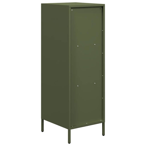 Olivgrünes Highboard aus Stahl, 35x39x103,5 cm