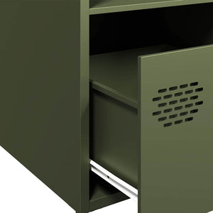 Olivgrünes Highboard aus Stahl, 35x39x103,5 cm