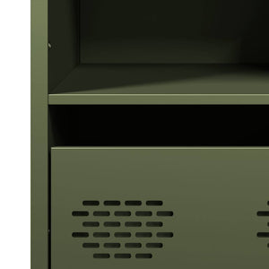 Olivgrünes Highboard aus Stahl, 35x39x103,5 cm