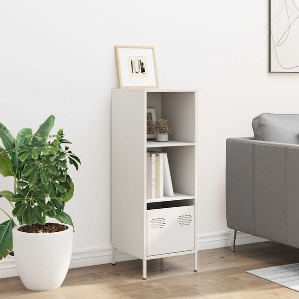 Weißes Highboard aus Stahl, 35x39x103,5 cm