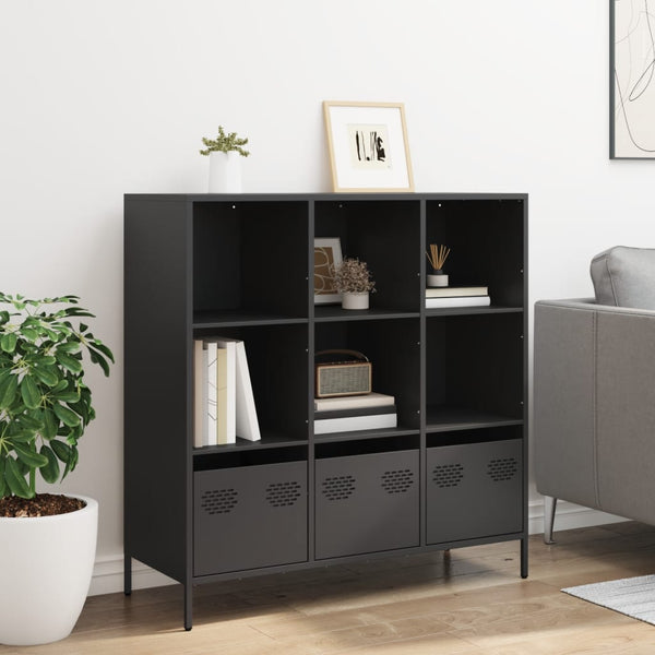 Highboard Schwarz Stahl 101,5 cm