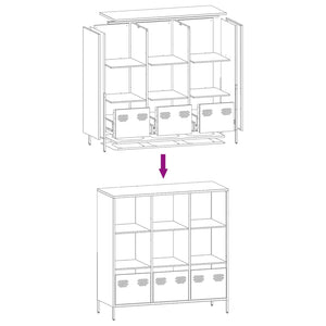 Highboard Schwarz Stahl 101,5 cm