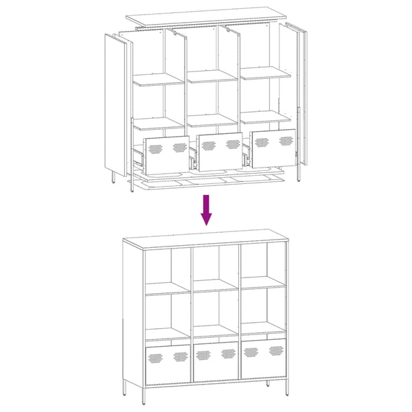 Highboard Schwarz Stahl 101,5 cm