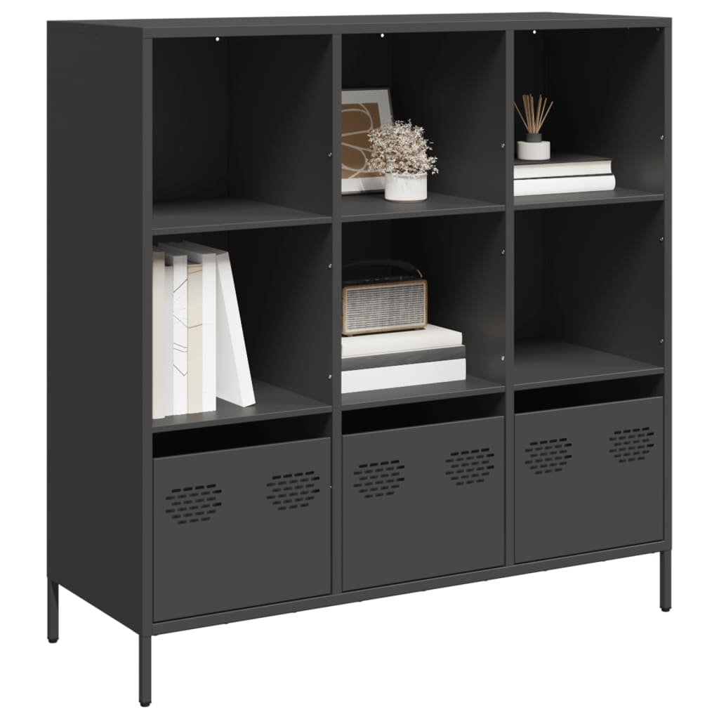 Highboard Schwarz Stahl 101,5 cm