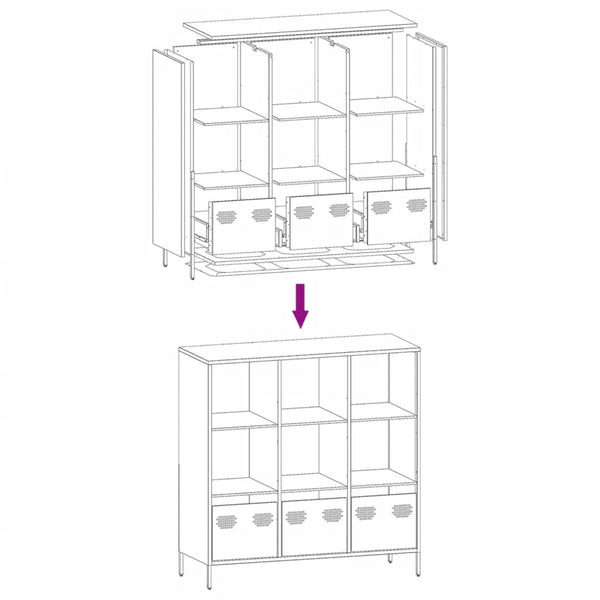Highboard Anthrazit Stahl 101,5 cm
