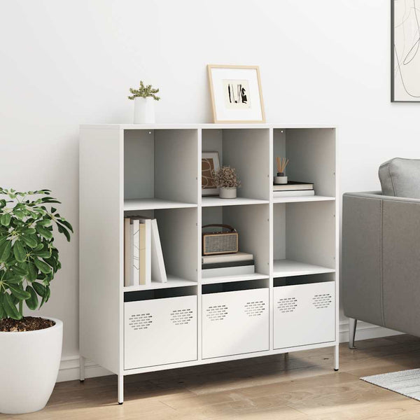 Highboard Weiß Stahl 101,5 cm