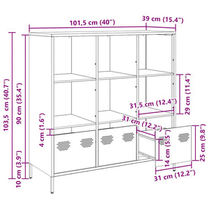 Highboard Weiß Stahl 101,5 cm