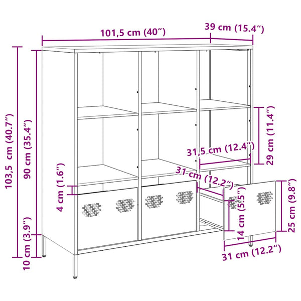 Highboard Weiß Stahl 101,5 cm