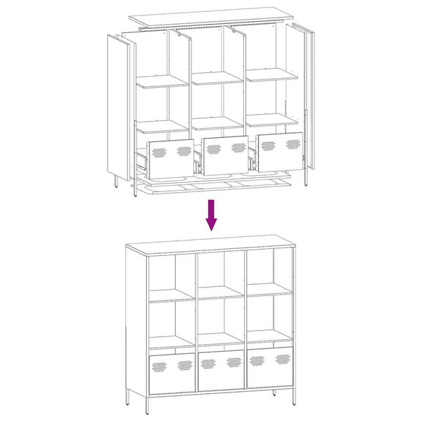 Highboard Weiß Stahl 101,5 cm