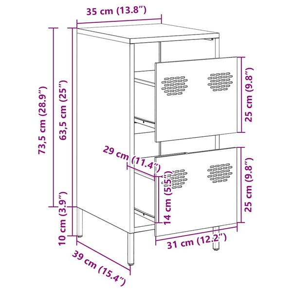Rosa Sideboard, 35 cm, Stahl