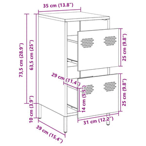 Senfgelbes Sideboard, 35 cm, Stahl