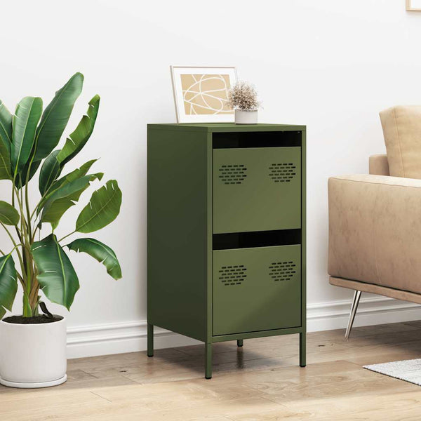 Olivgrünes Sideboard, 35 cm Stahl