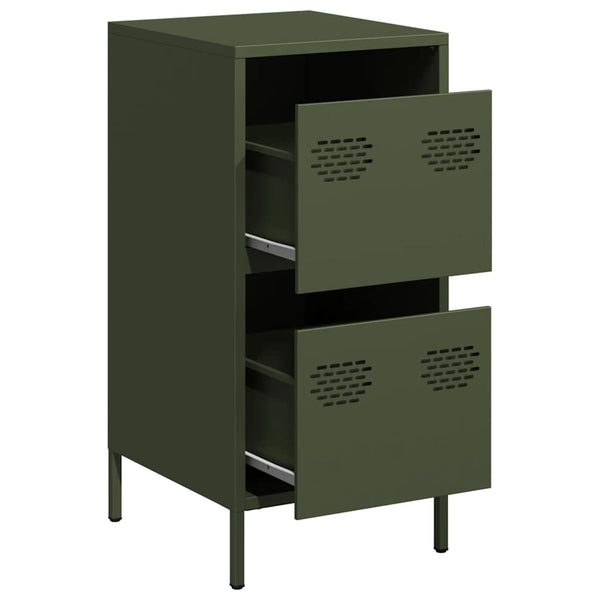 Olivgrünes Sideboard, 35 cm Stahl