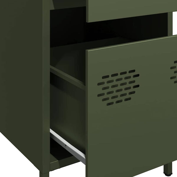 Olivgrünes Sideboard, 35 cm Stahl