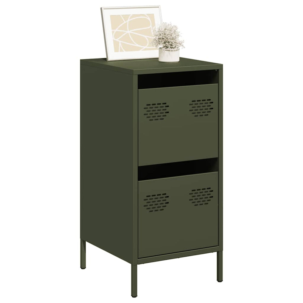 Olivgrünes Sideboard, 35 cm Stahl