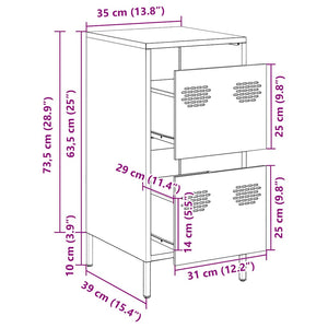 Weißes Sideboard 35x39x73,5 cm Stahl