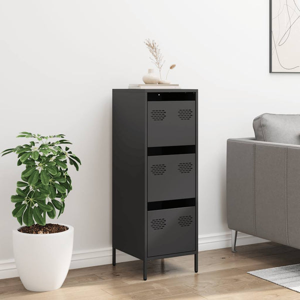 Schwarzes Highboard aus Stahl, 39x35x103,5 cm