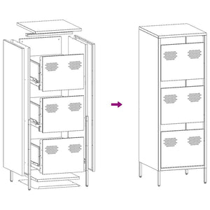 Schwarzes Highboard aus Stahl, 39x35x103,5 cm