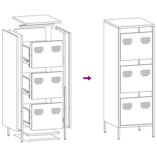 Schwarzes Highboard aus Stahl, 39x35x103,5 cm