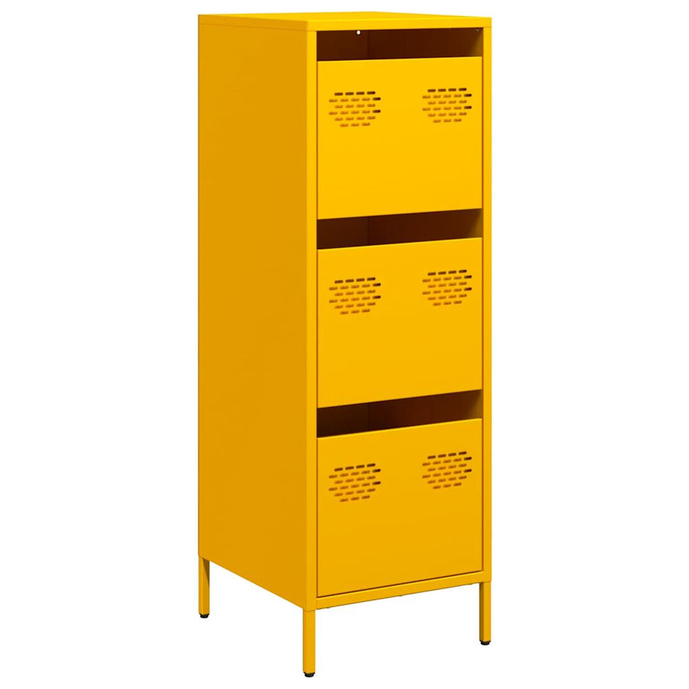 Senfgelbes Highboard Stahl 39x35x103,5 cm