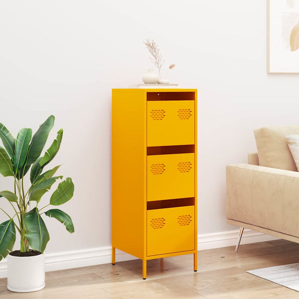 Senfgelbes Highboard Stahl 39x35x103,5 cm