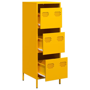 Senfgelbes Highboard Stahl 39x35x103,5 cm