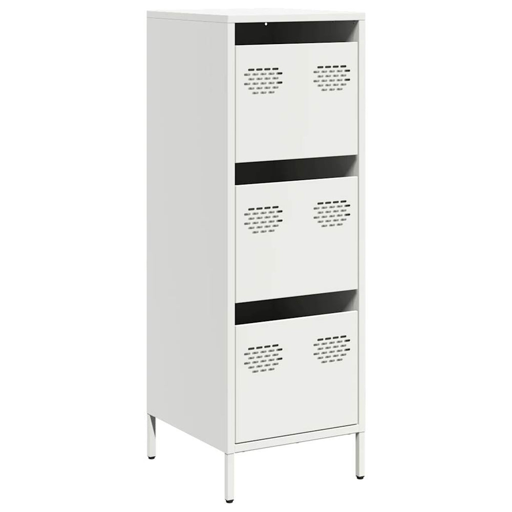 Weißes Highboard aus Stahl, 39x35x103,5 cm