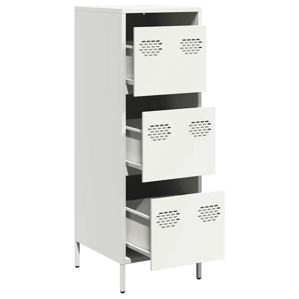 Weißes Highboard aus Stahl, 39x35x103,5 cm