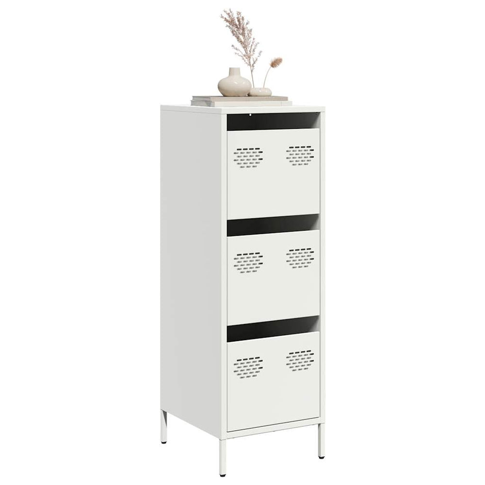 Weißes Highboard aus Stahl, 39x35x103,5 cm