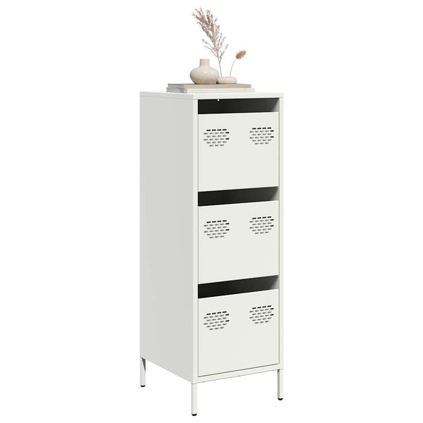 Weißes Highboard aus Stahl, 39x35x103,5 cm