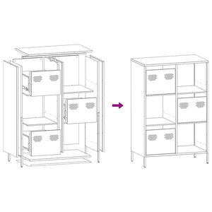 Schwarzes Highboard 68x39x103,5 cm Stahl