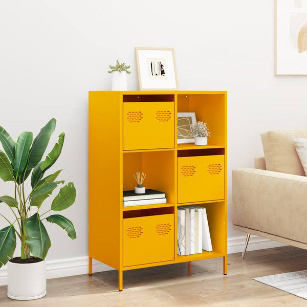 Senfgelbes Highboard Stahl, 68 cm