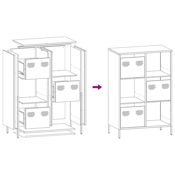 Senfgelbes Highboard Stahl, 68 cm
