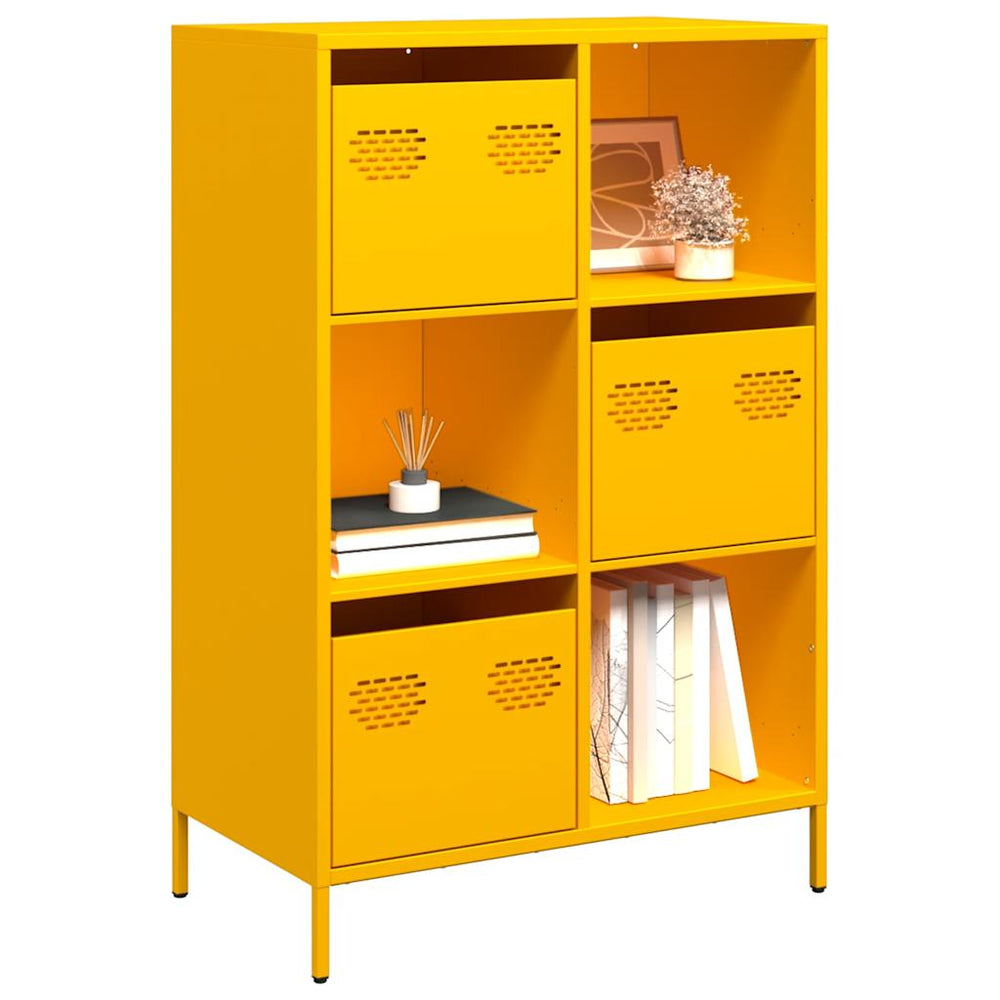 Senfgelbes Highboard Stahl, 68 cm
