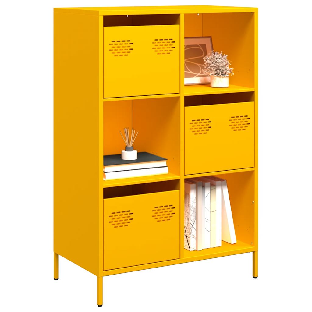 Senfgelbes Highboard Stahl, 68 cm