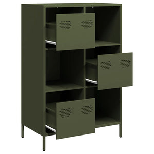 Olivgrünes Highboard 68x39x103,5 cm Stahl