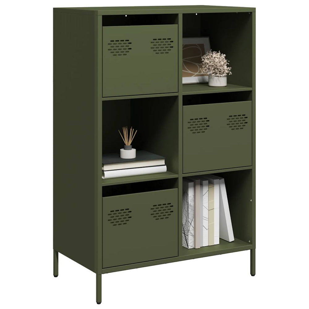 Olivgrünes Highboard 68x39x103,5 cm Stahl
