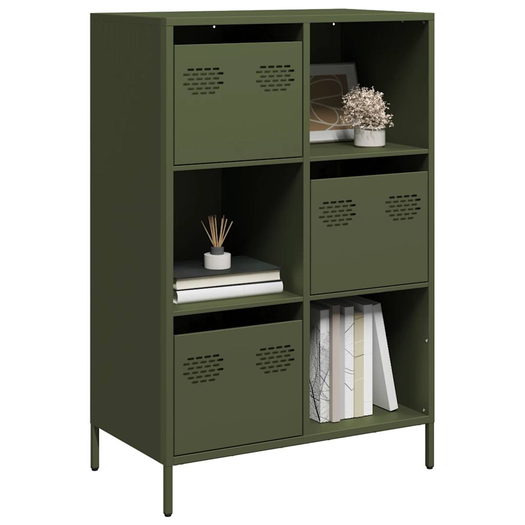 Olivgrünes Highboard 68x39x103,5 cm Stahl