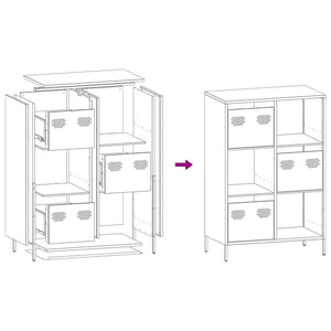 Weißes Highboard aus Stahl, 68x39x103,5 cm