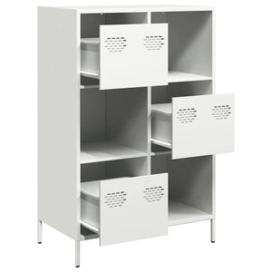 Weißes Highboard aus Stahl, 68x39x103,5 cm