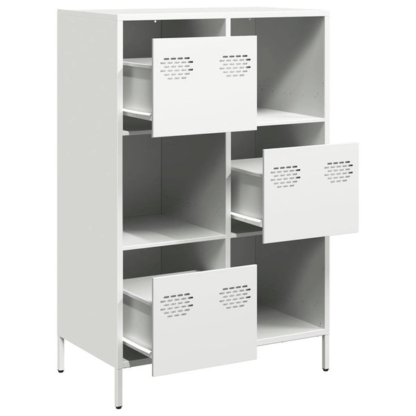 Weißes Highboard aus Stahl, 68x39x103,5 cm