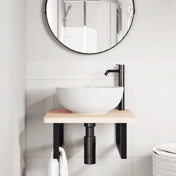 Waschbeckenregal Buche Massivholz Wandmontage
