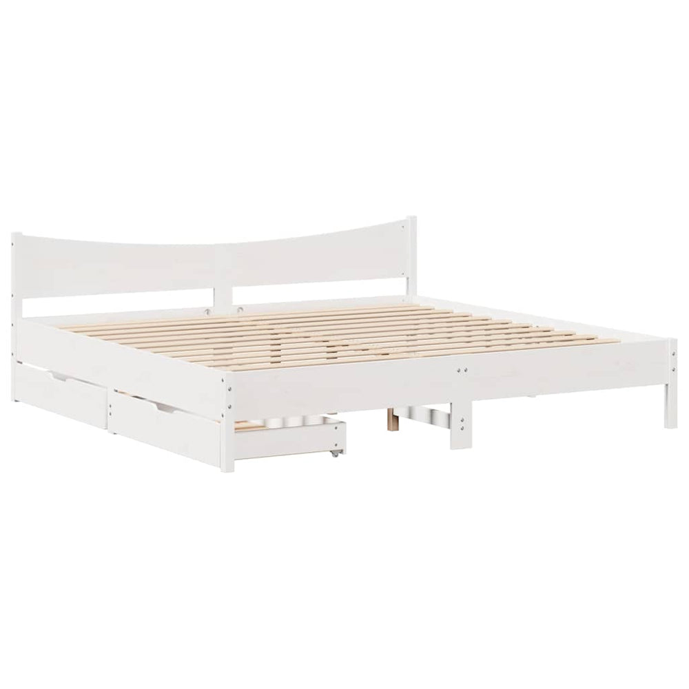 vidaXL Lit en bois massif avec tiroirs Blanc 180x200 cm Pin